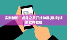 实测辅助”德扑之星开挂神器(透视)辅助软件教程