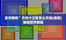 实测辅助”方块十三张怎么开挂(透视)辅助软件教程