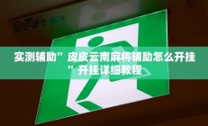 实测辅助”皮皮云南麻将辅助怎么开挂”开挂详细教程