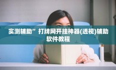 实测辅助”四川麻将通用挂(透视)辅助软件教程
