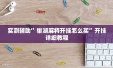 实测辅助”巢湖麻将开挂怎么买”开挂详细教程