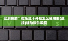 实测辅助”微乐红十开挂怎么使用的(透视)辅助软件教程