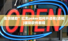 实测辅助”红龙poker如何开透视(透视)辅助软件教程