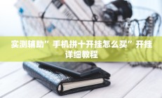 实测辅助”手机拼十开挂怎么买”开挂详细教程
