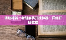 辅助神器“老胡麻将开挂神器”详细开挂教程