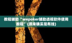 教程辅助“wepoker辅助透视软件使用教程”(原来确实是有挂)