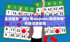 实测辅助”微扑克wepoker助赢神器”开挂详细教程