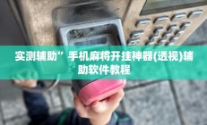 实测辅助”手机麻将开挂神器(透视)辅助软件教程