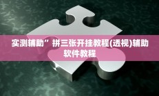 实测辅助”拼三张开挂教程(透视)辅助软件教程