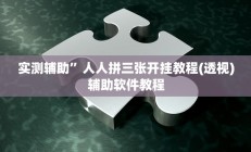 实测辅助”人人拼三张开挂教程(透视)辅助软件教程