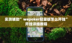 实测辅助”wepoker轻量版怎么开挂”开挂详细教程