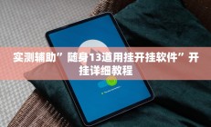 实测辅助”随身13道用挂开挂软件”开挂详细教程