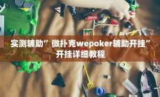 实测辅助”微扑克wepoker辅助开挂”开挂详细教程