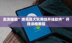 实测辅助”博乐填大坑用挂开挂软件”开挂详细教程