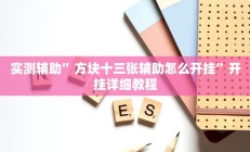 实测辅助”方块十三张辅助怎么开挂”开挂详细教程