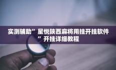 实测辅助”星悦陕西麻将用挂开挂软件”开挂详细教程